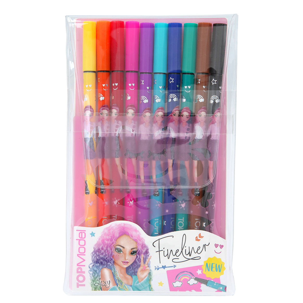 TOPModel Fineliner Colouring Pens and Stencils Set