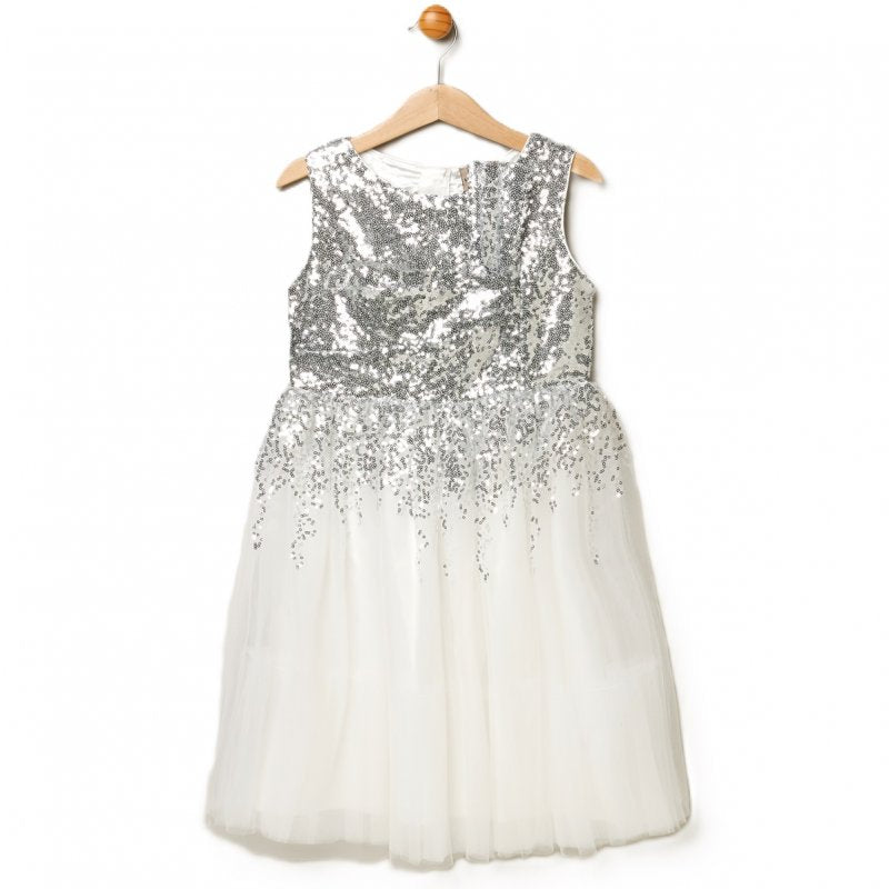 Silver Sequinned Party Dress