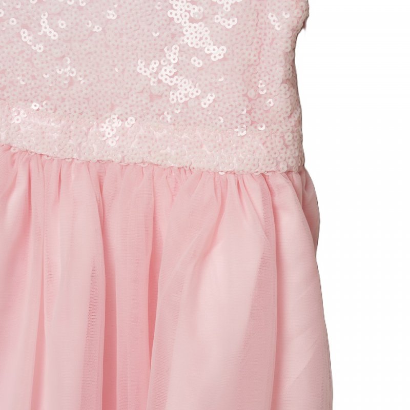 Baby Pink Sequinned Bow Party Dress