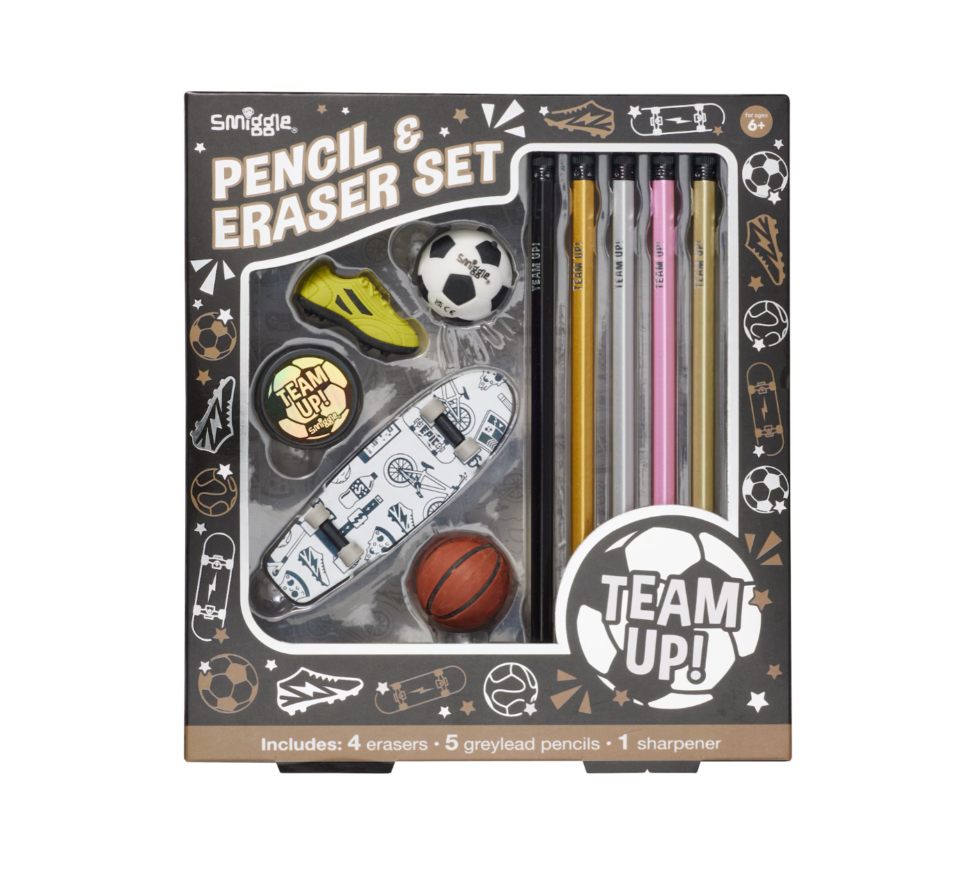 Smiggle Sports Eraser and Pencil Gift Pack