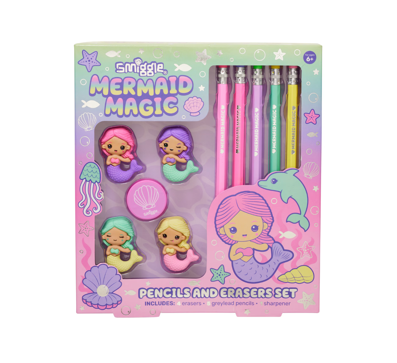 Smiggle Mermaid Eraser and Pencil Gift Pack