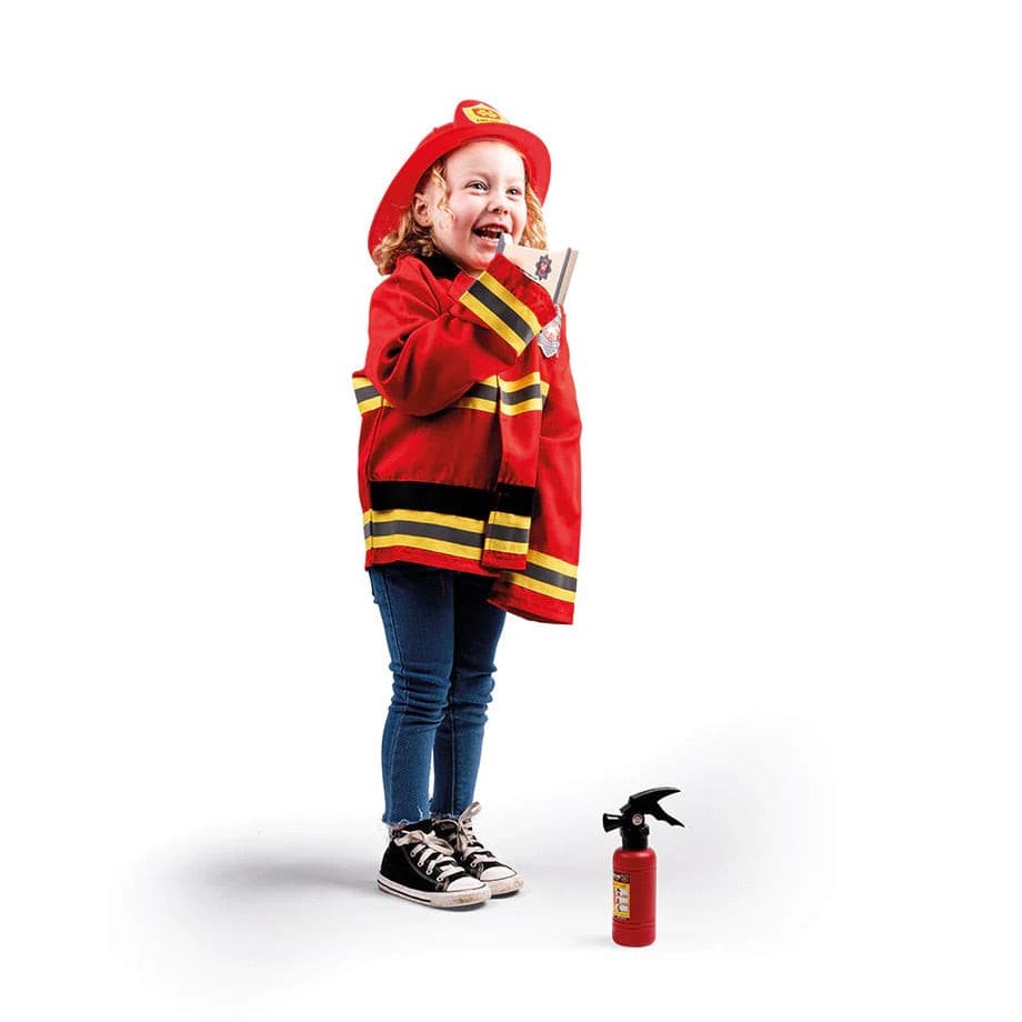 Dress Up Costume - Fire Fighter (helmet sold separately) with Wooden Accessories.