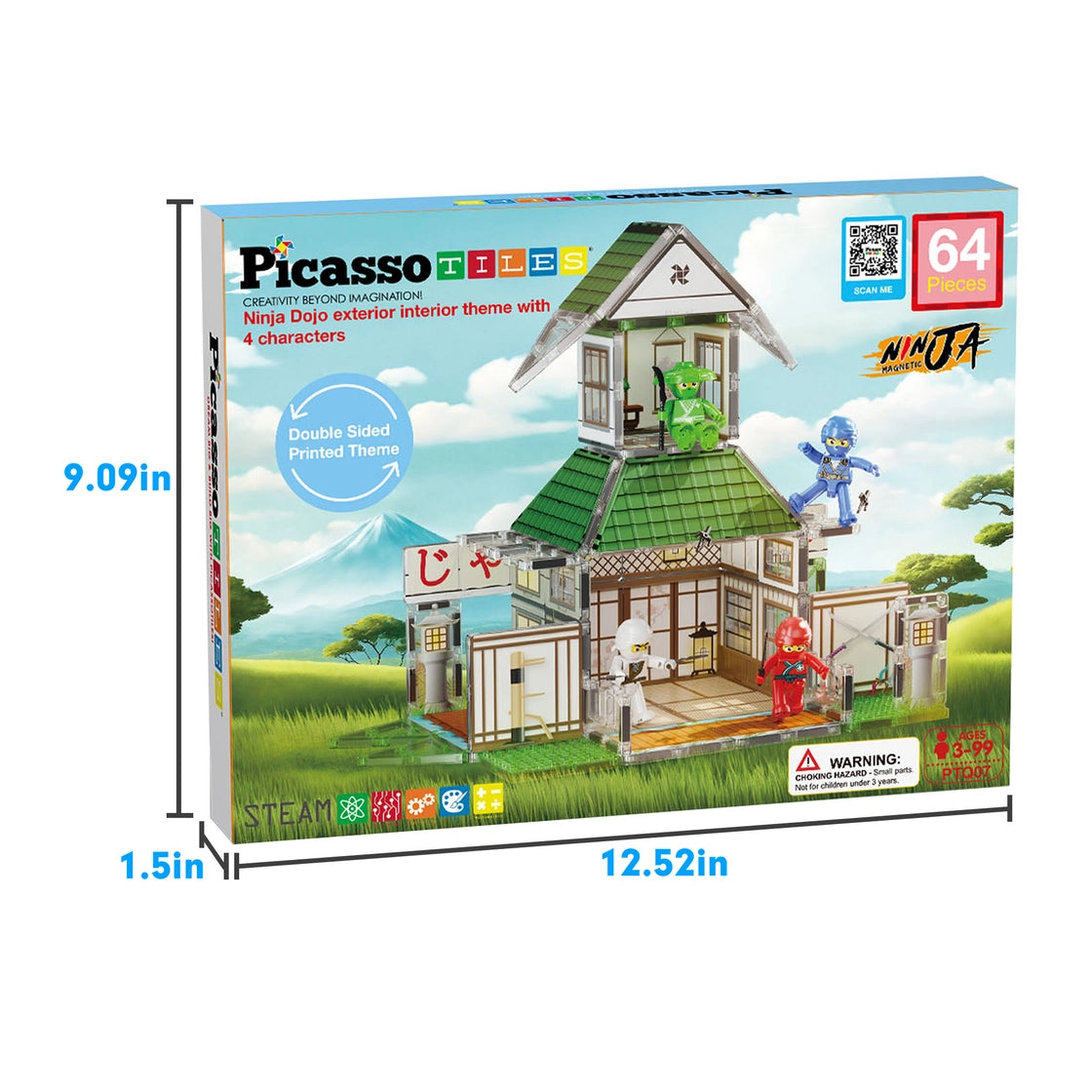 Picasso Magnet Tile Playset 64 Pieces Ninja Dojo Magnet Building Set