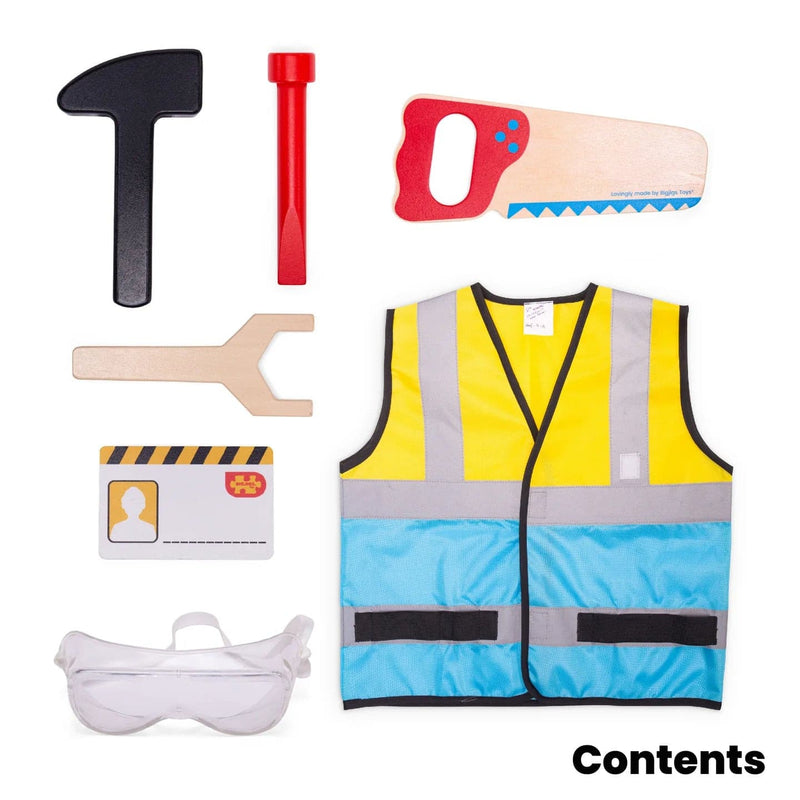 Dress Up Costume  - Builder with Wooden Accessories