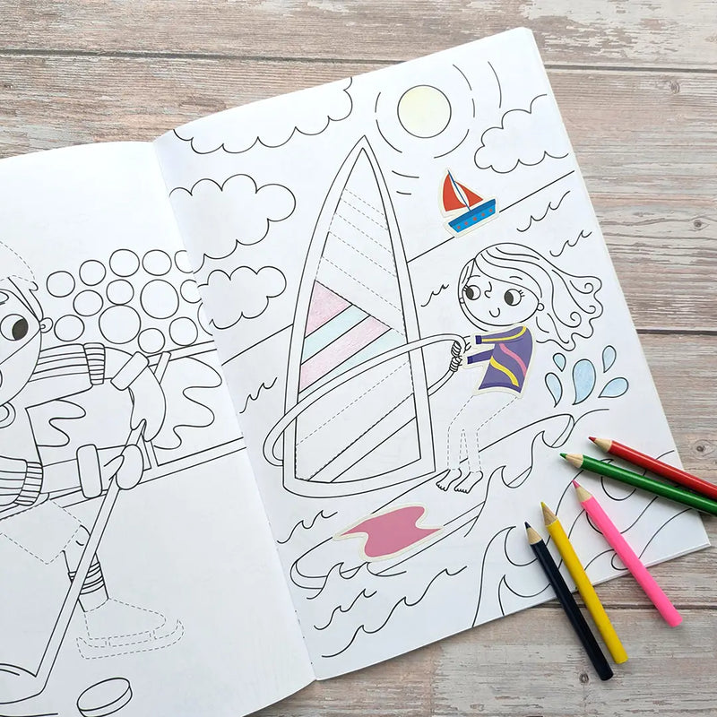 Dress Me Up Sports Stars Themed Colouring & Sticker Book