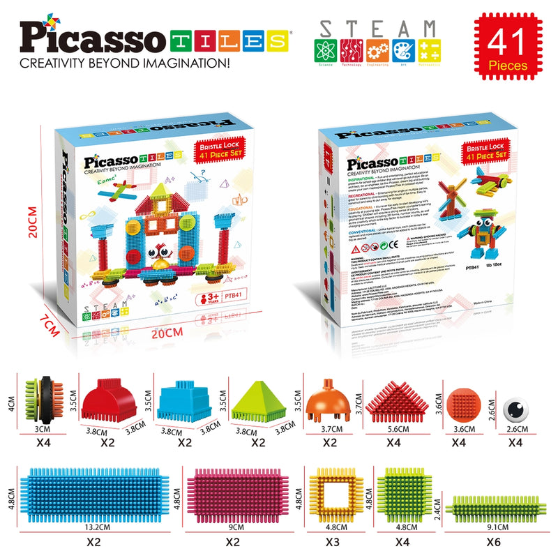 Picasso Bristle Shape Blocks 41 Piece Basic Building Set