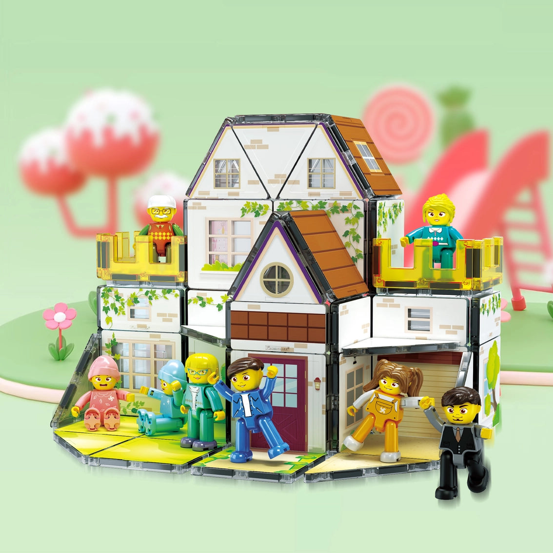 Picasso Magnet Tile Playset Family House with Characters