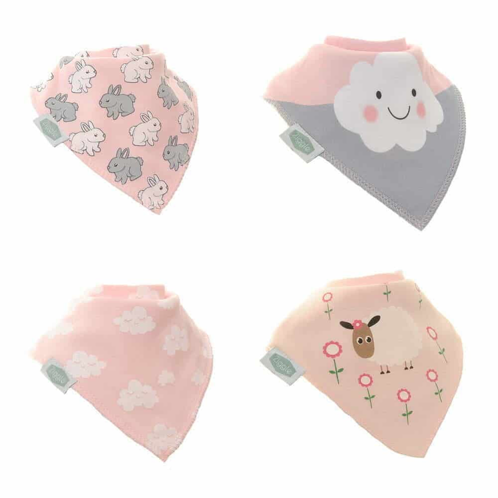 Ziggle 4pk of Bunnies & Clouds Bibs