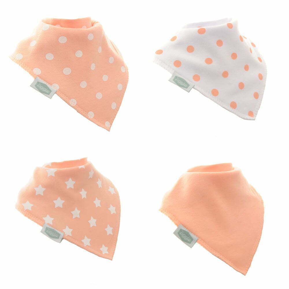 Ziggle 4pk of Coral and White Bibs