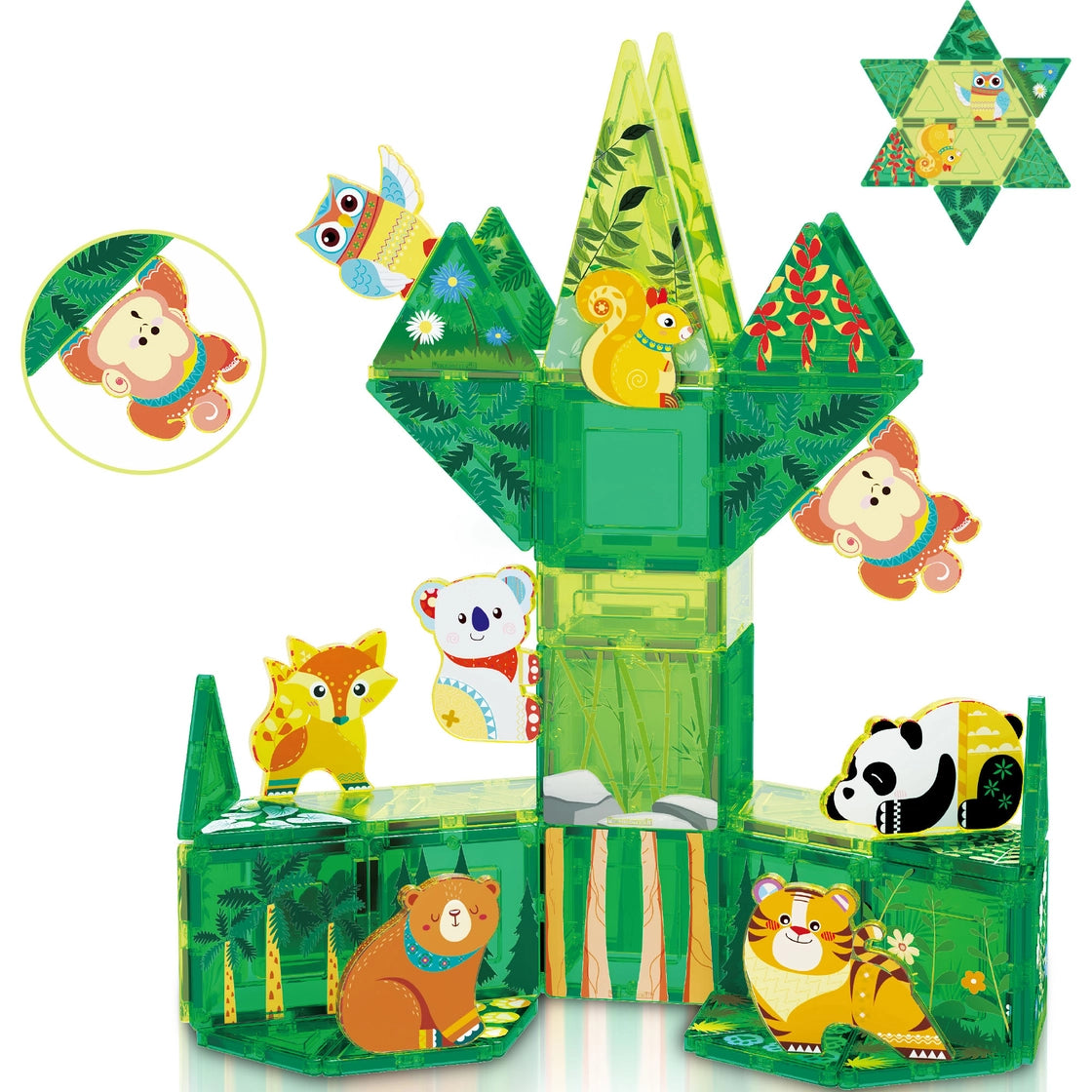 Picasso Magnet Tile Playset Forest Animal Theme Toy Set