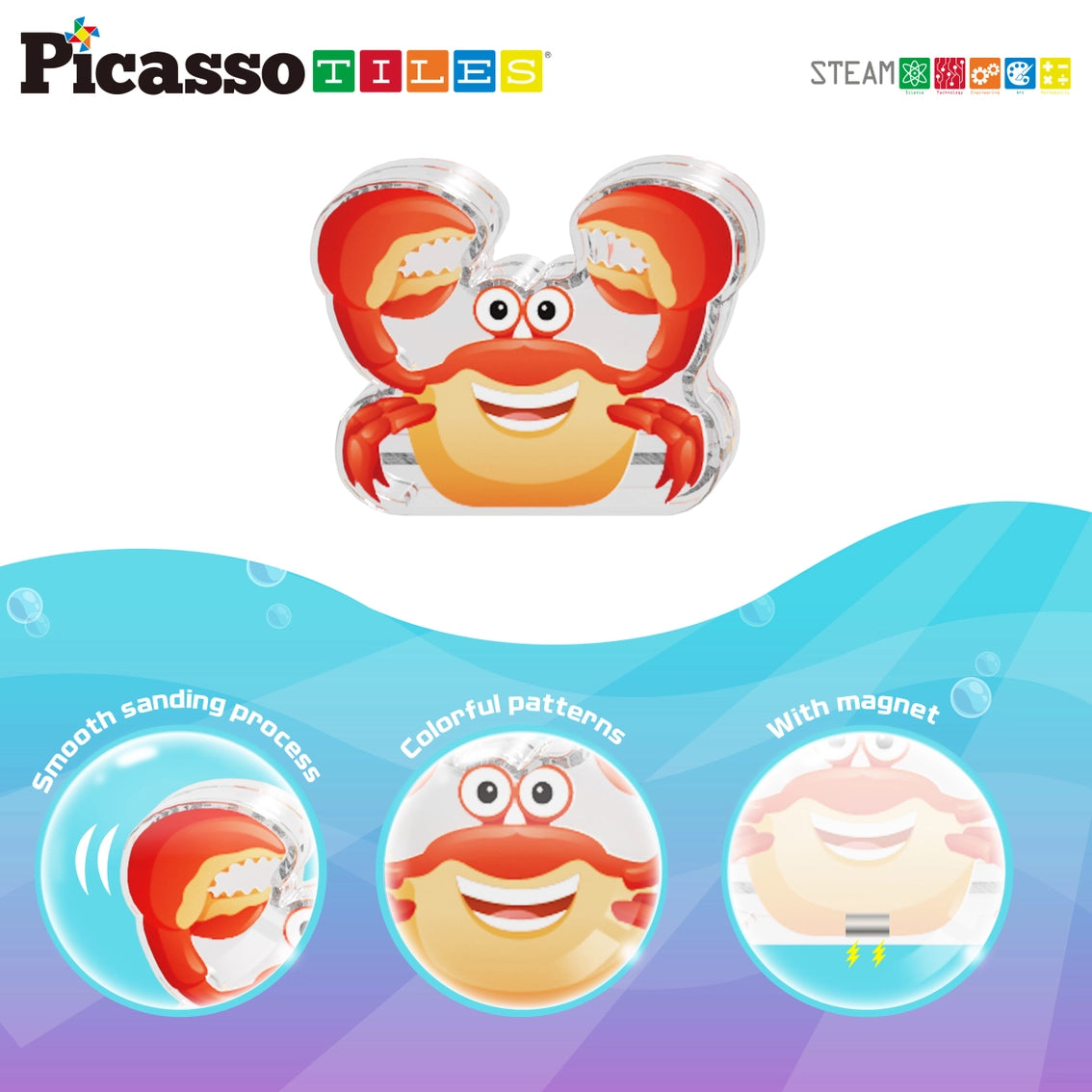 Picasso 8pc Magnet Building Blocks Marine Sea Life Figures