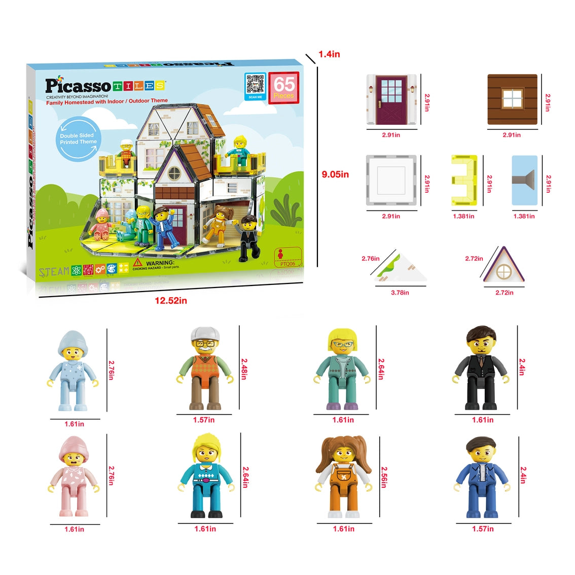 Picasso Magnet Tile Playset Family House with Characters