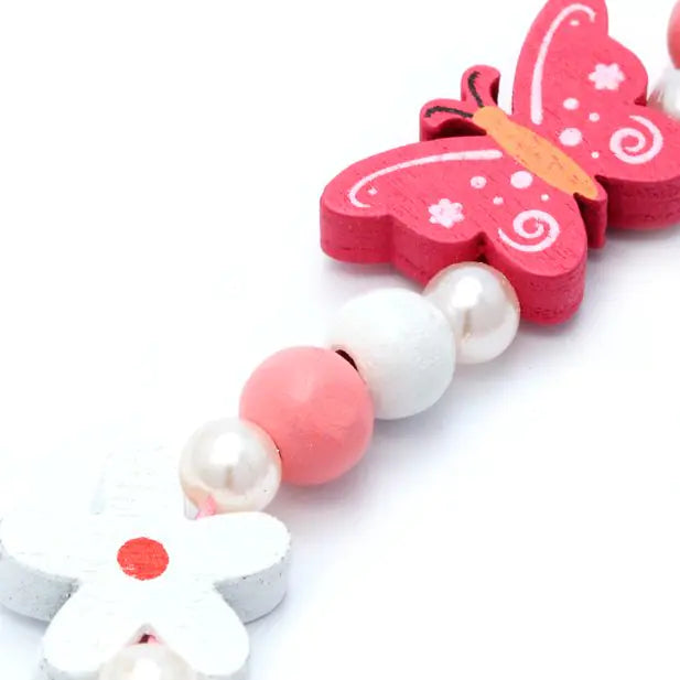 girls Butterfly Beaded Necklace And Bracelet Set