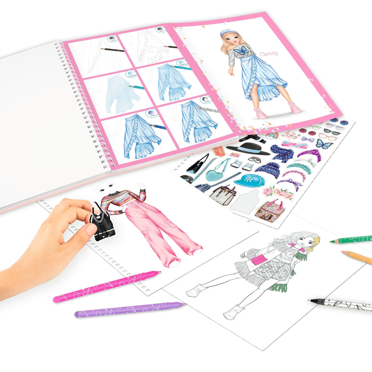 TOPModel Colouring & Sticker Book with Pens & Pencils
