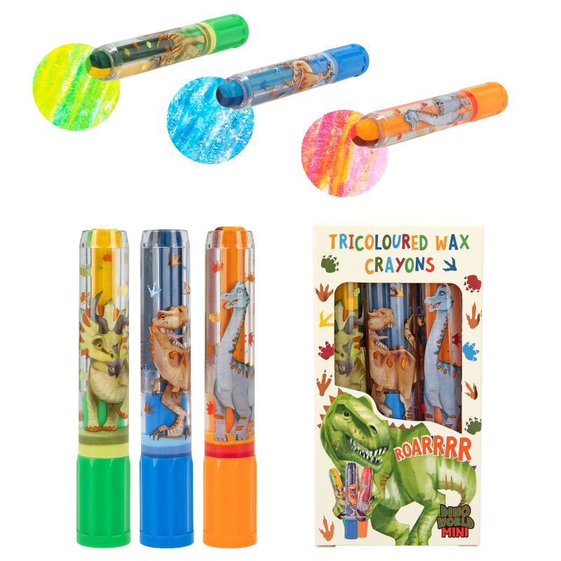 Mini Dino Tricolor Crayon Set