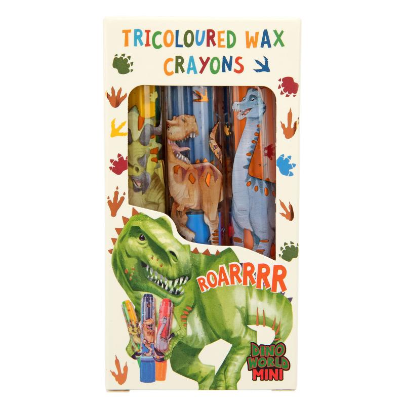 Mini Dino Tricolor Crayon Set