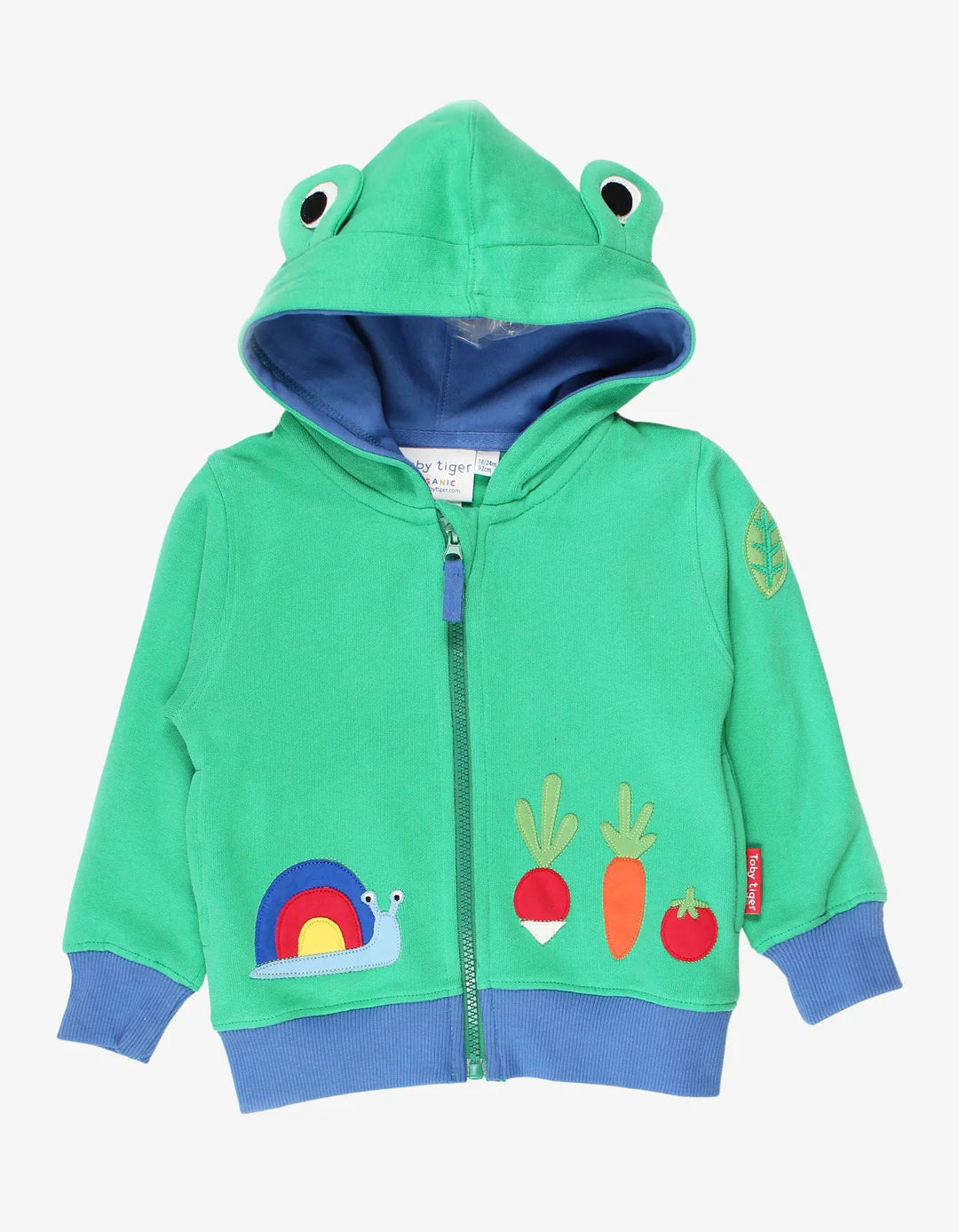 Toby Tiger Organic Frog Applique Hoodie