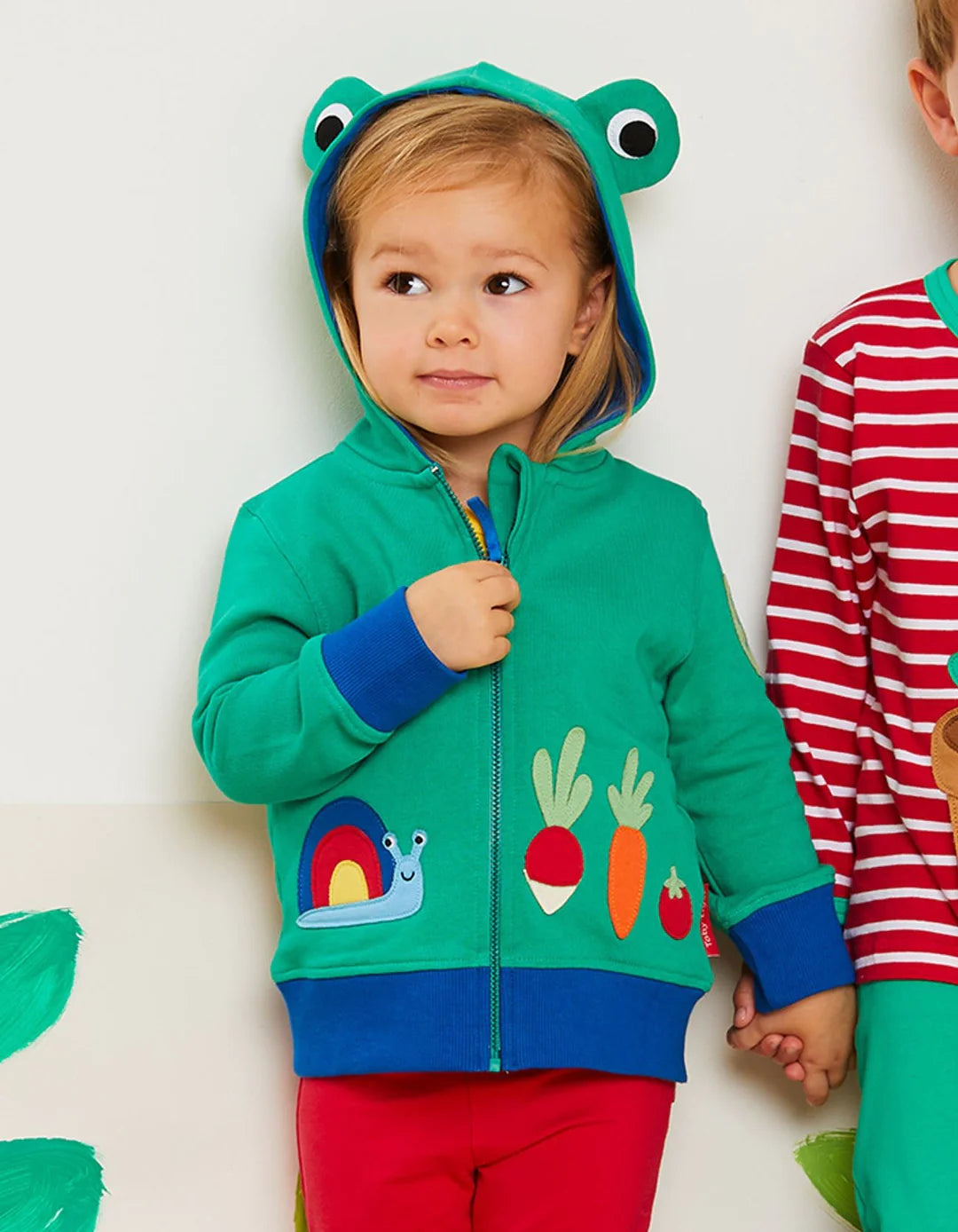 Toby Tiger Organic Frog Applique Hoodie