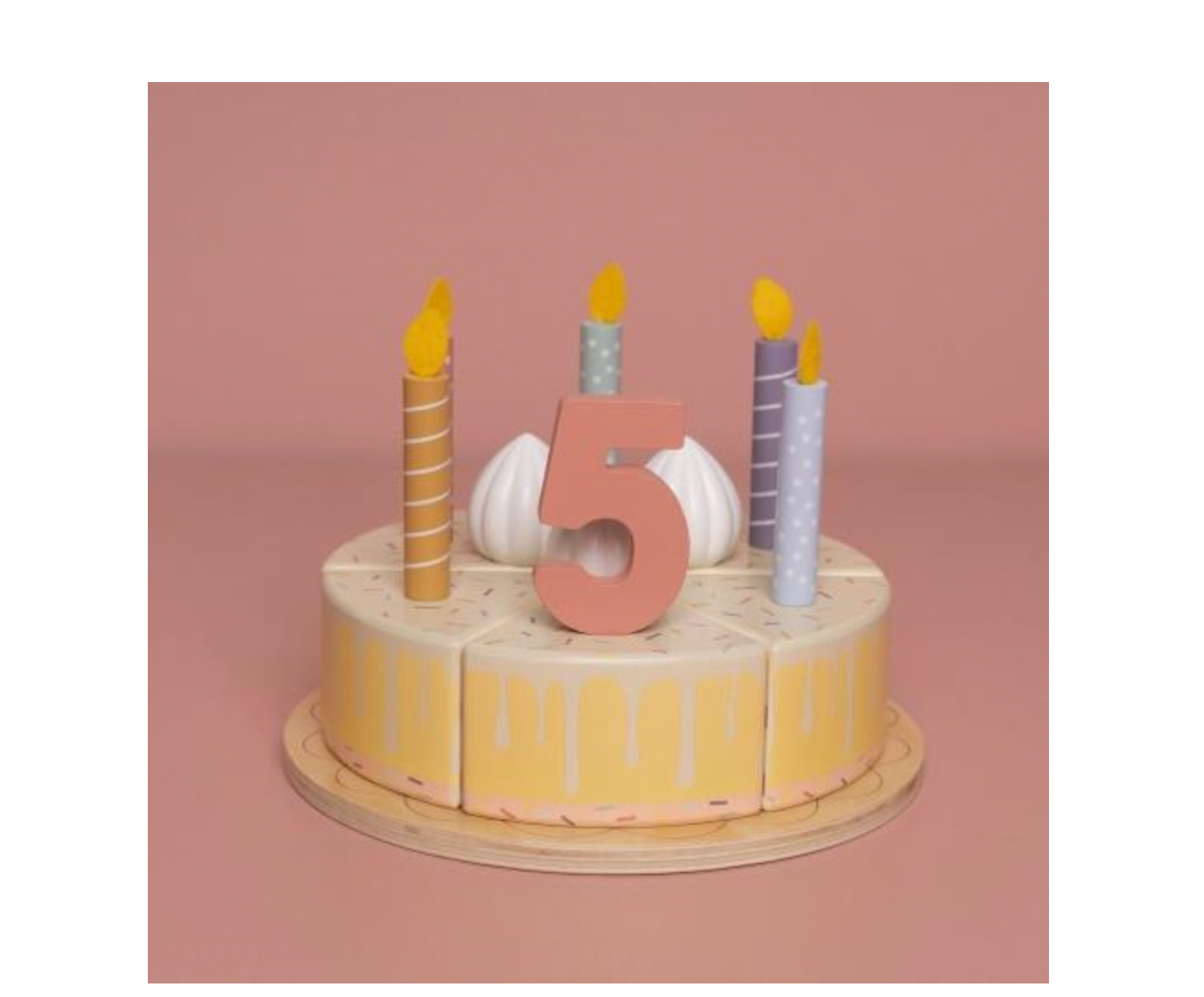 Wooden Birthday Cake with Age 1 to Age 5 Numbers