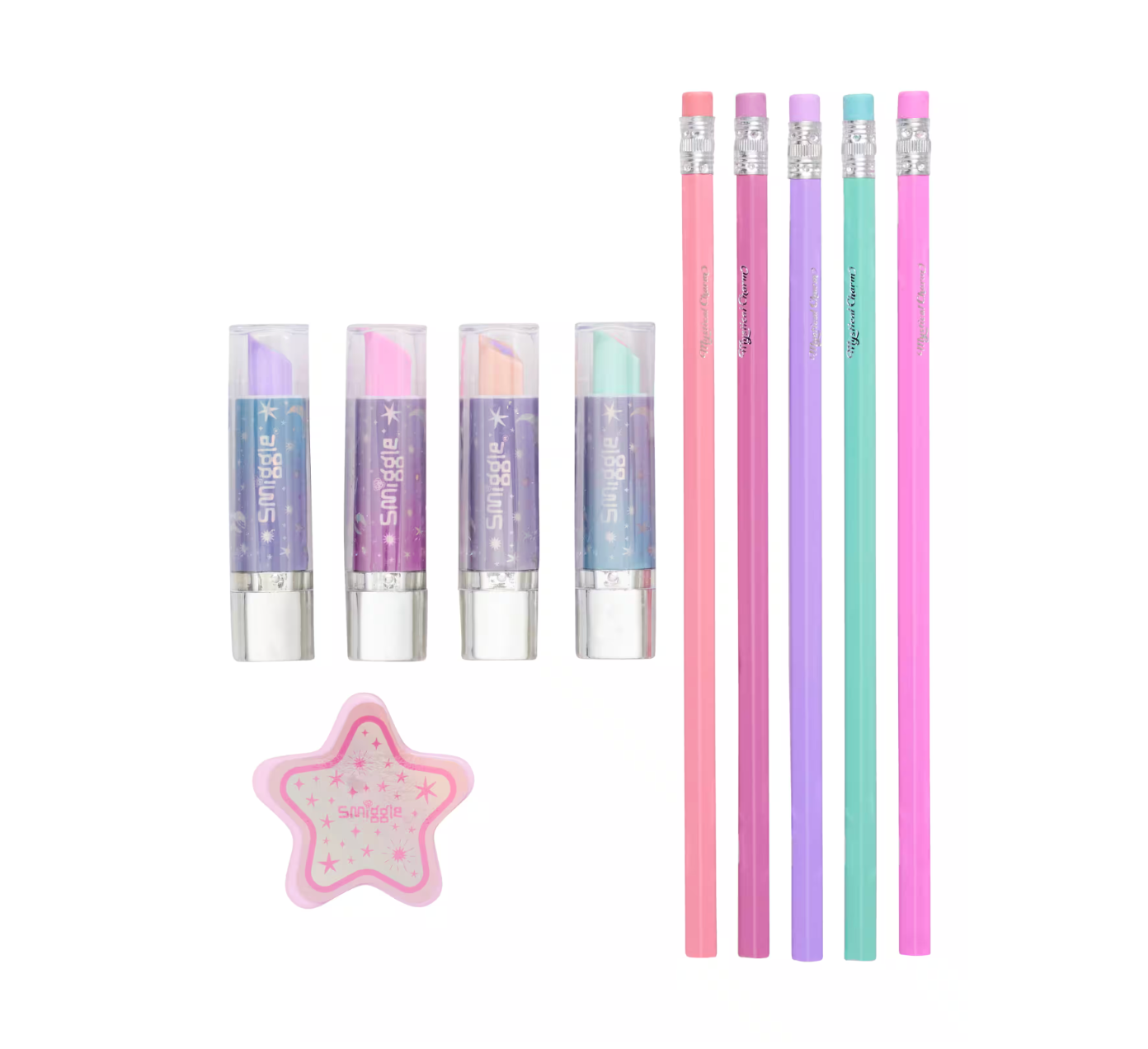 Smiggle Pastel Lipstick Erasers and Pencils Gift Pack