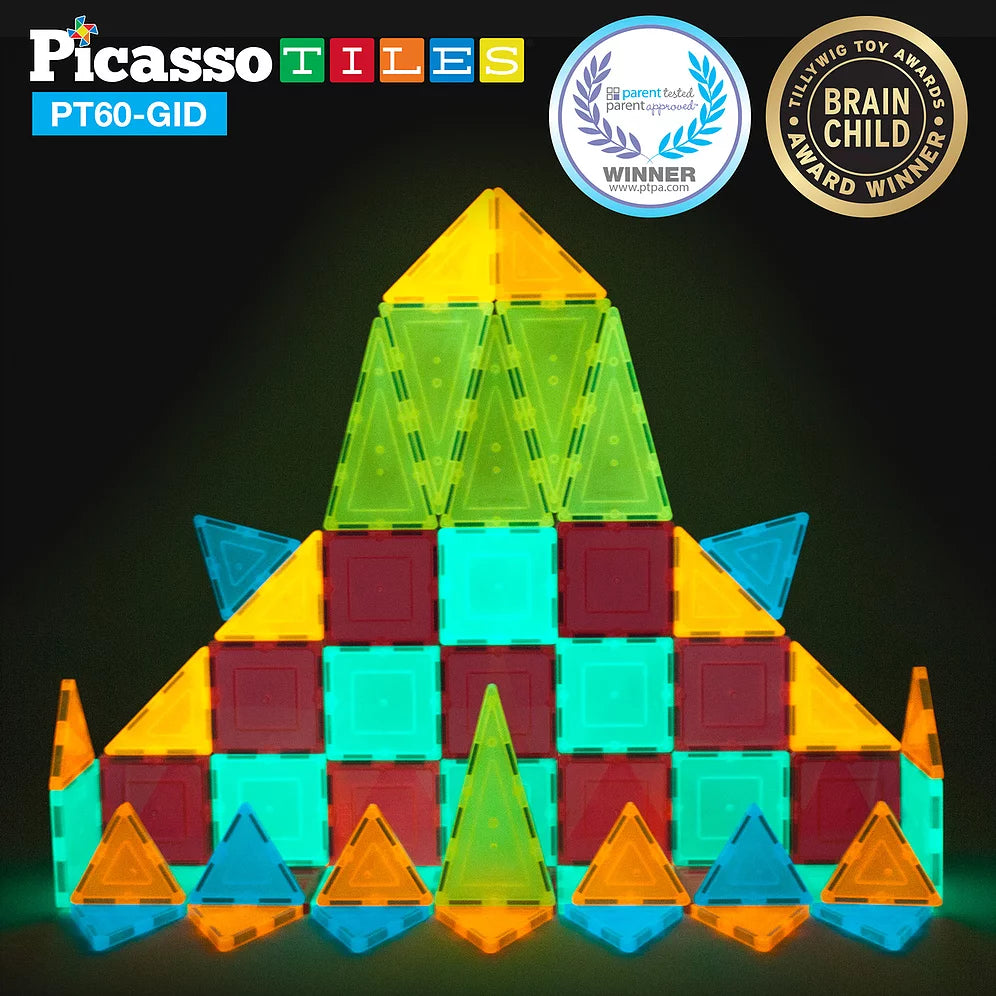 Picasso 60 Piece Glow in the Dark Magnetic Tiles