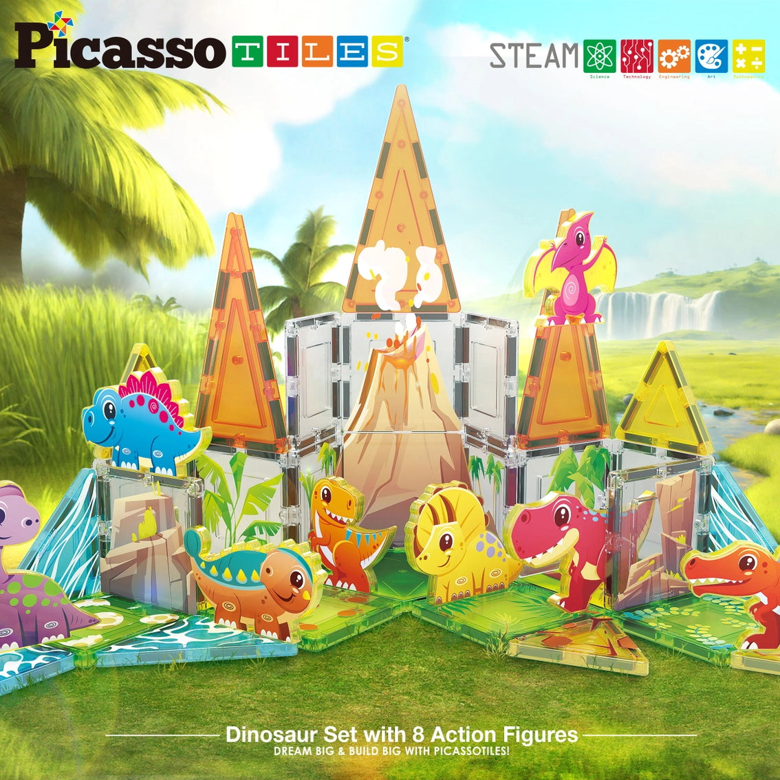 PicassoTiles Dinosaur Theme Set
