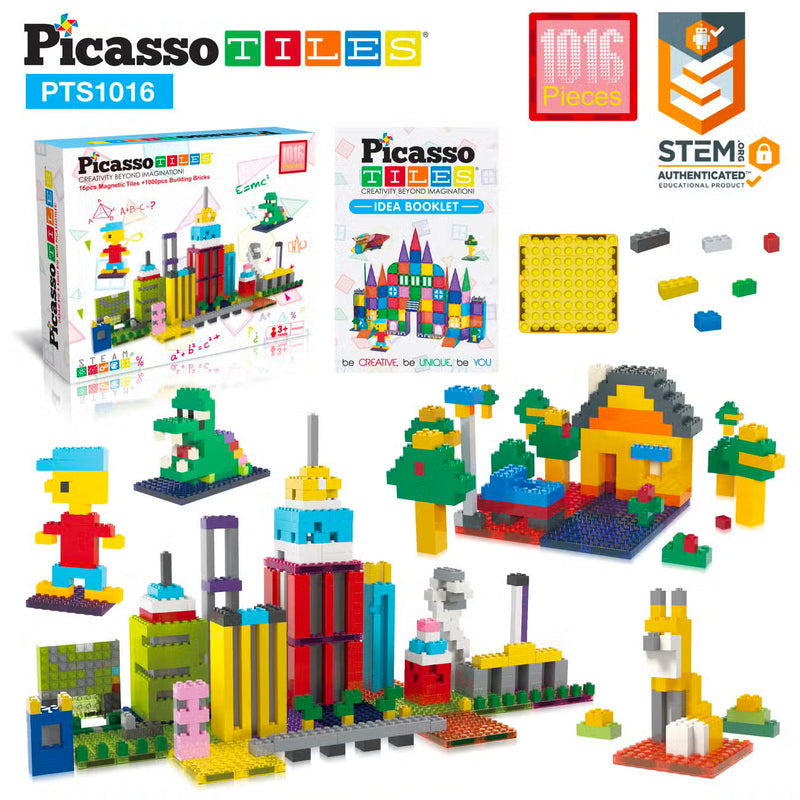 PicassoTiles 1016 Piece Magnetic Brick-Tiles & Bricks