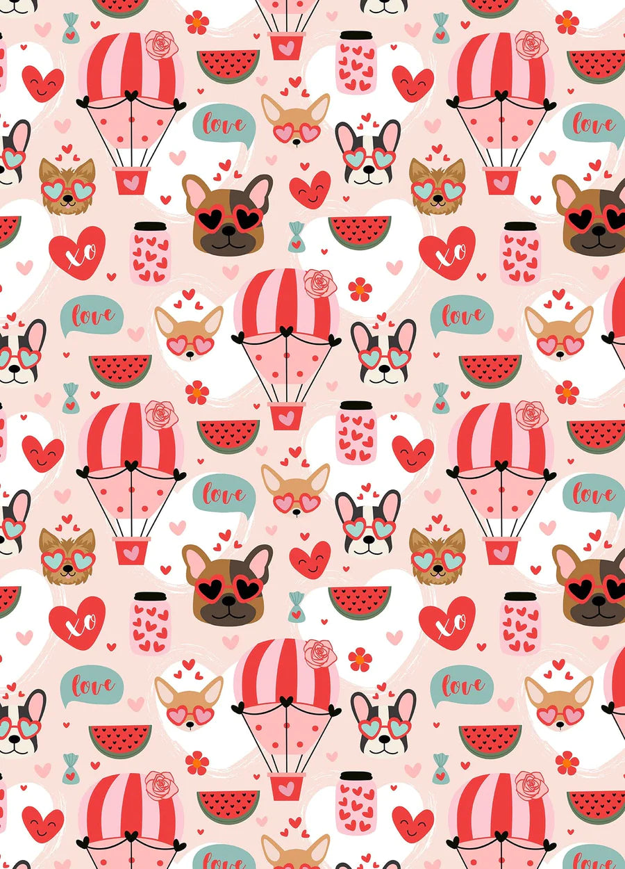 Tween cool dogs hearts Gift Wrapping paper