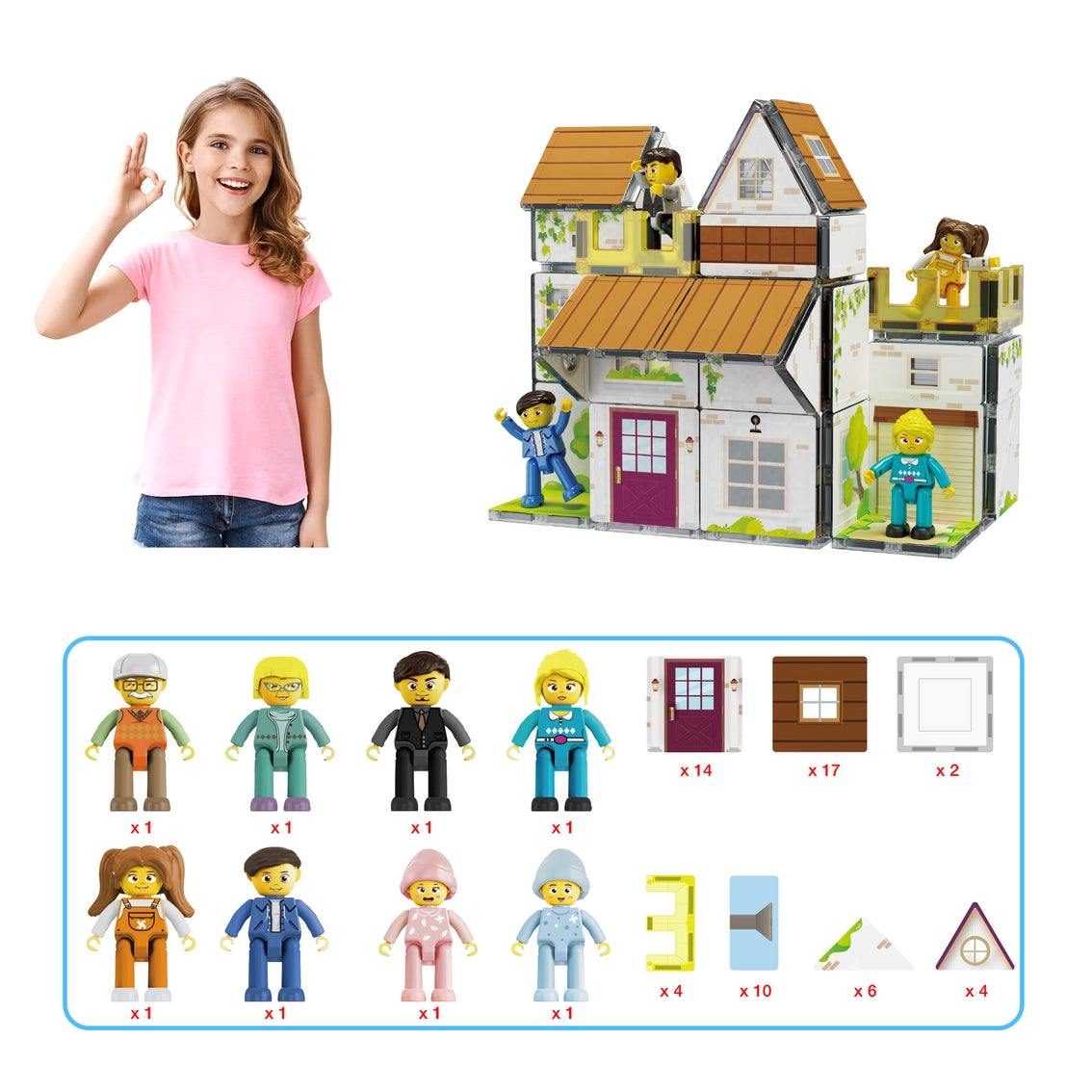 Picasso Magnet Tile Playset Family House with Characters