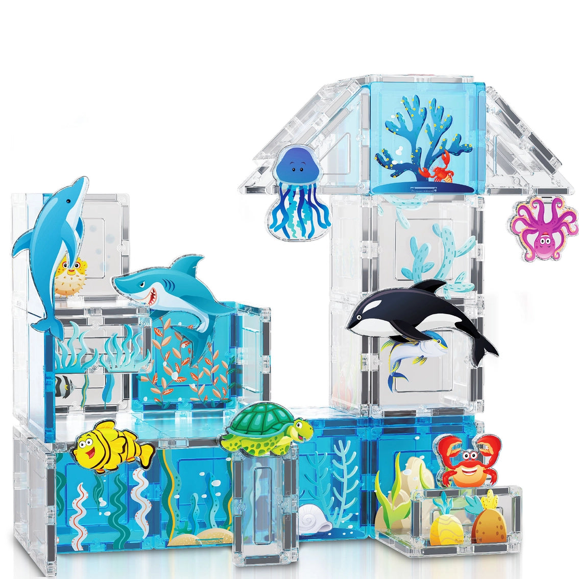 Picasso Magnet Tile Playset Aquarium with Sea Life Figures