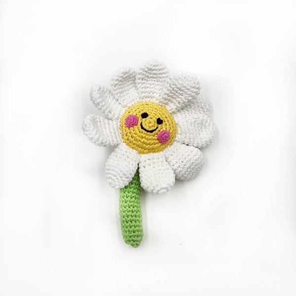 Pebble Fair Trade Hand Knitted Daisy Rattle