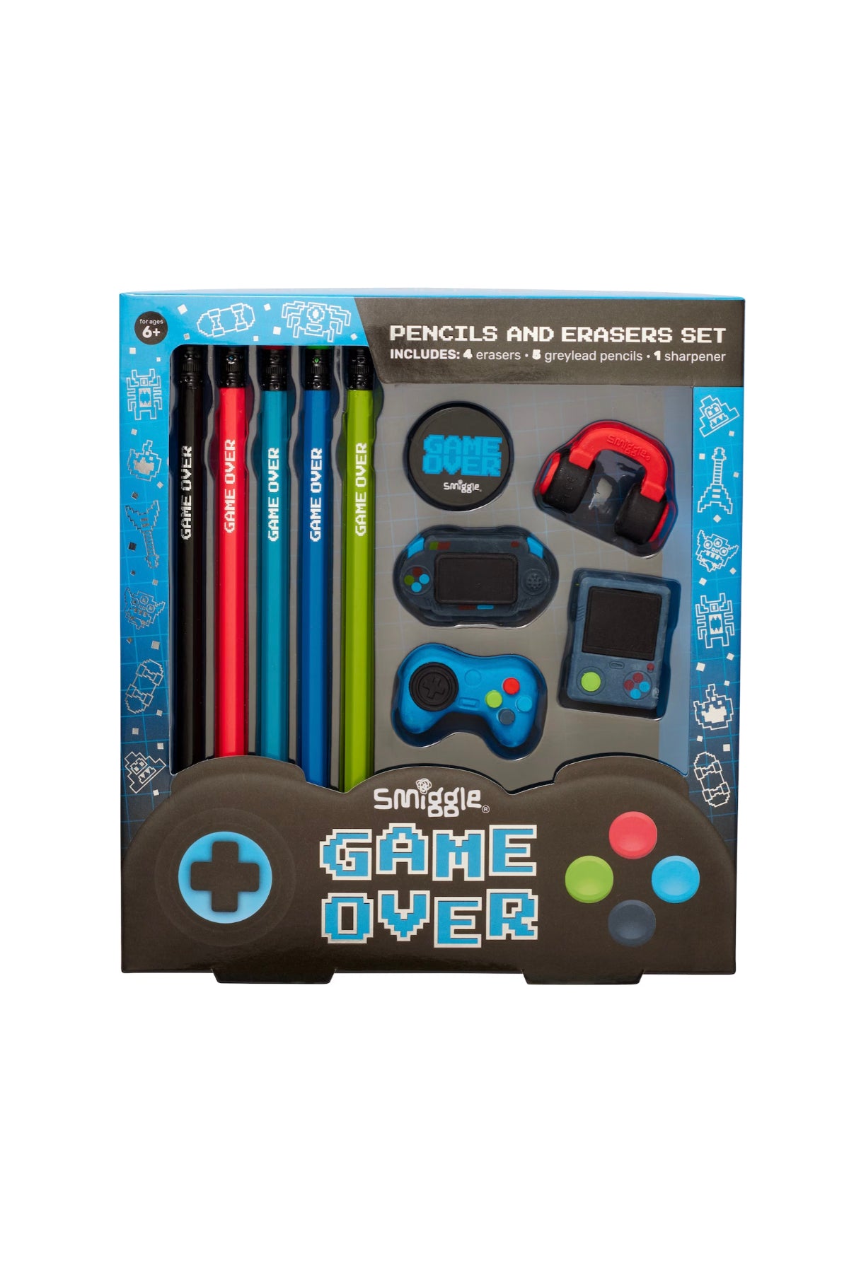 Smiggle Game Over Eraser and Pencil Gift Pack