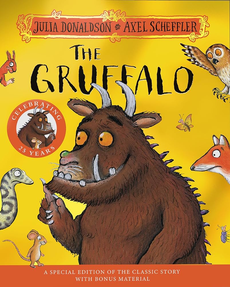 The Gruffalo 25th Anniversary Edition with a shiny gold foil cover and fun Gruffalo activities to make and do!