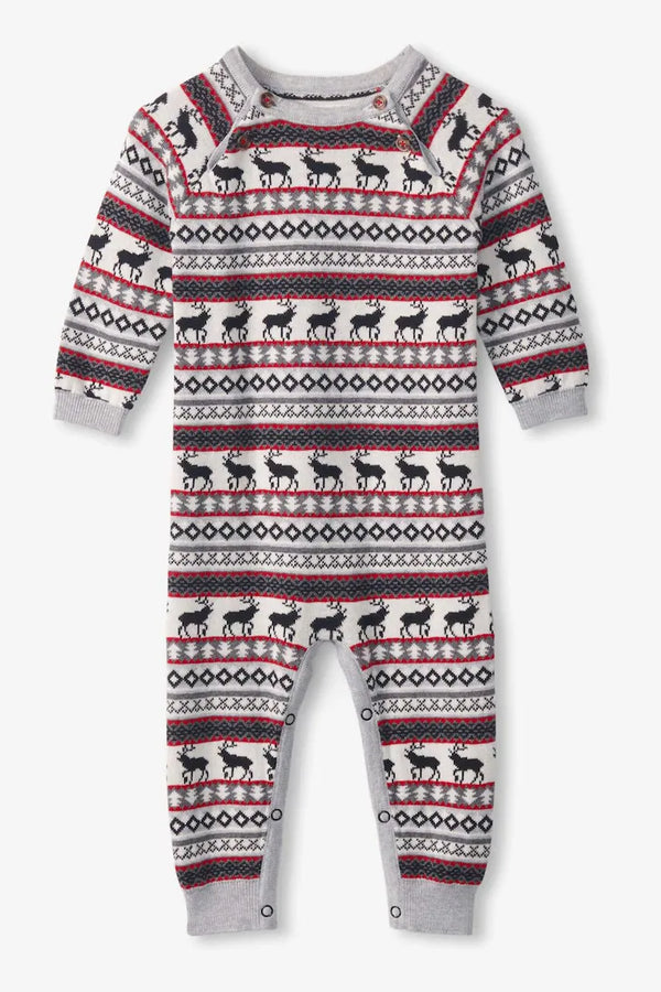 Hatley Faire Isle Christmas Romper - Grey
