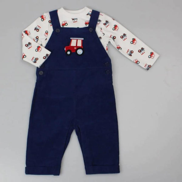 Tractor Design Cord Dungaree Set