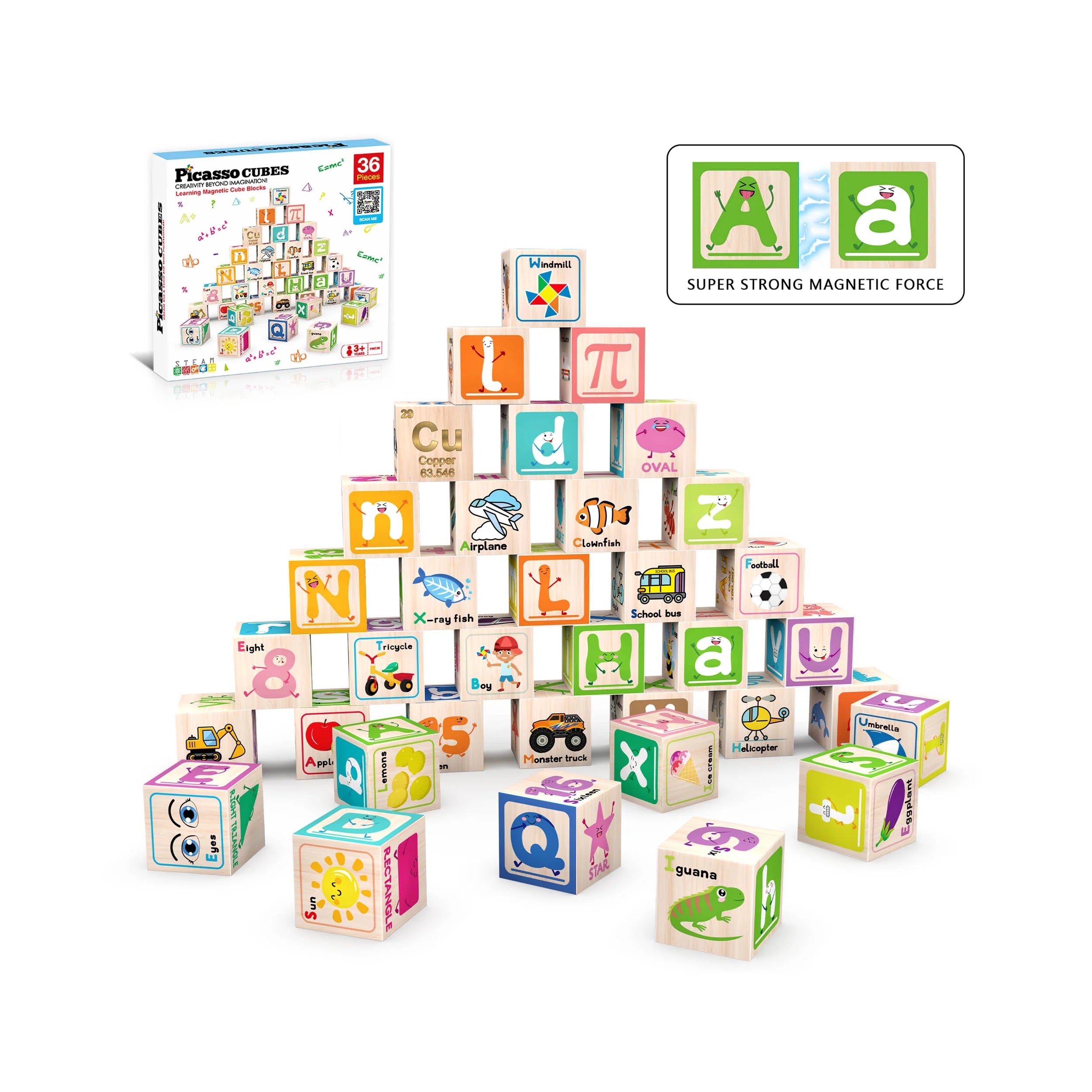Picasso 36 Piece Magnetic Cubes Alphabet & Numbers