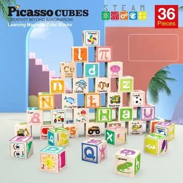 Picasso 36 Piece Magnetic Cubes Alphabet & Numbers