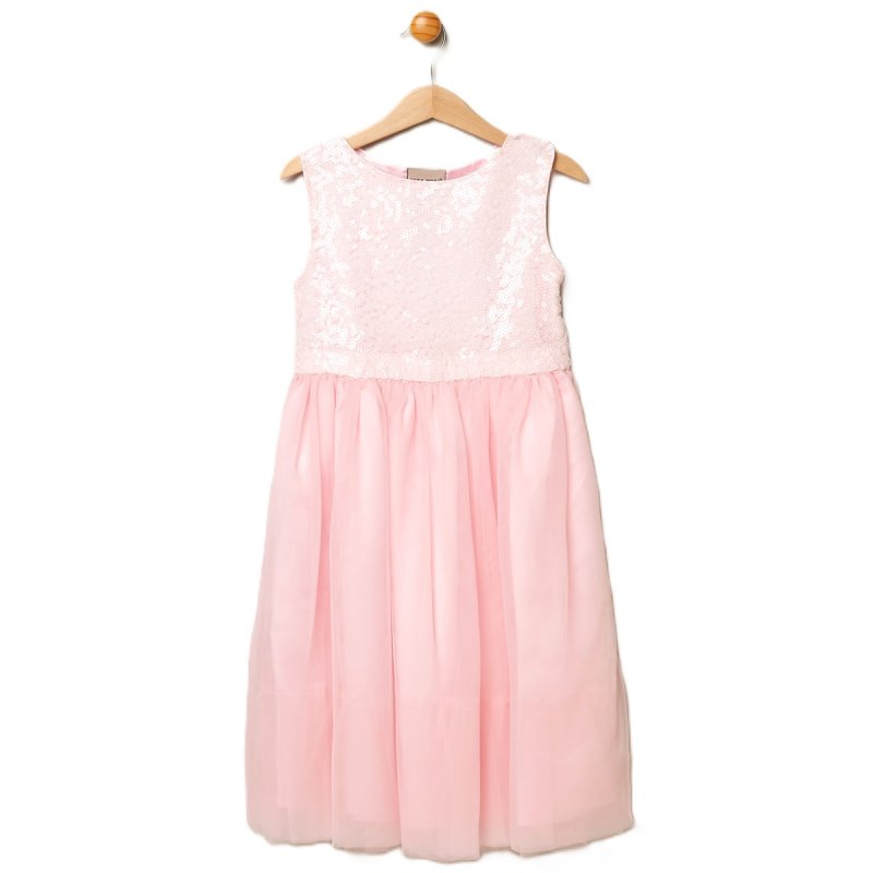 Baby Pink Sequinned Bow Party Dress