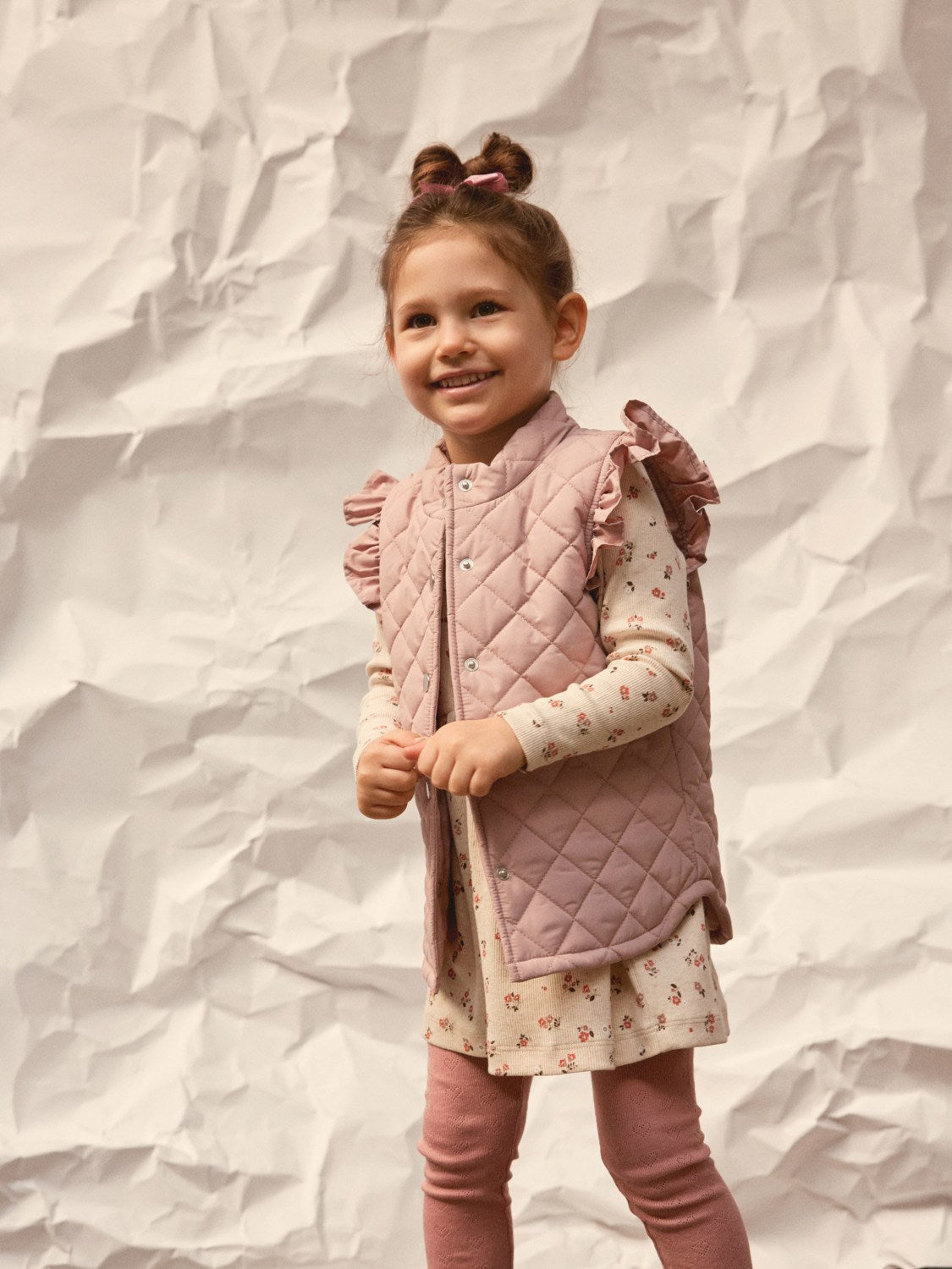 Name It Pink Quilted Ruffle Sleeve Gilet