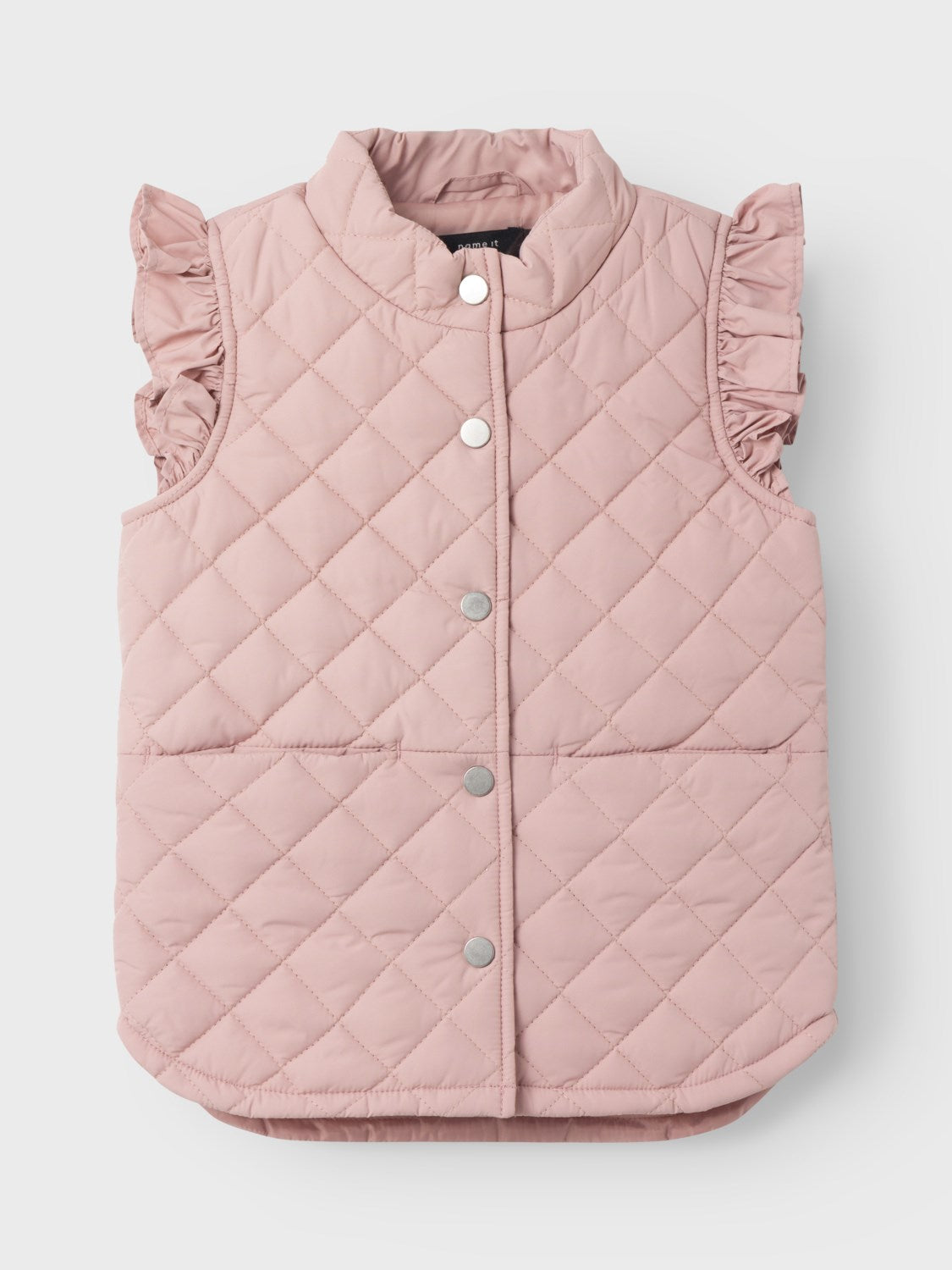 Name It Pink Quilted Ruffle Sleeve Gilet
