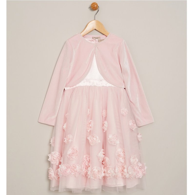 Baby Pink Party Dress with Velvet Bolero