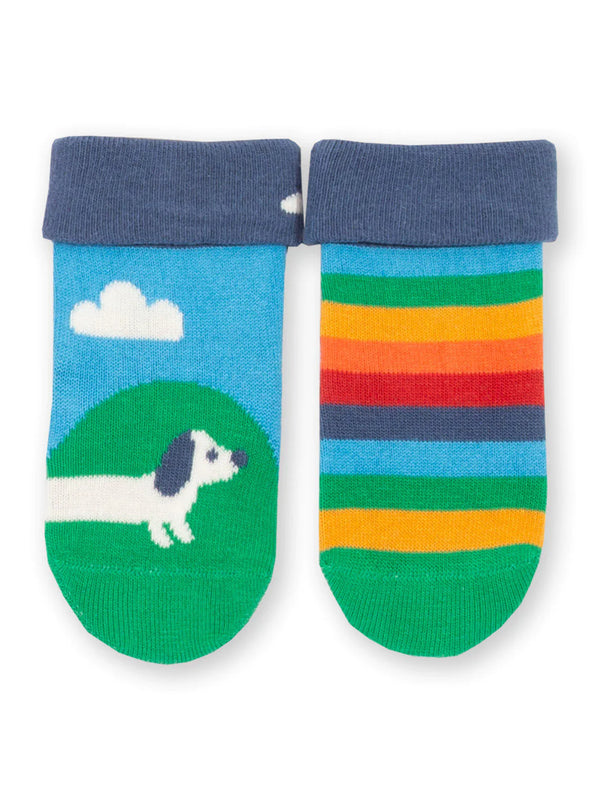 Two Rainbow Puppies Socks
