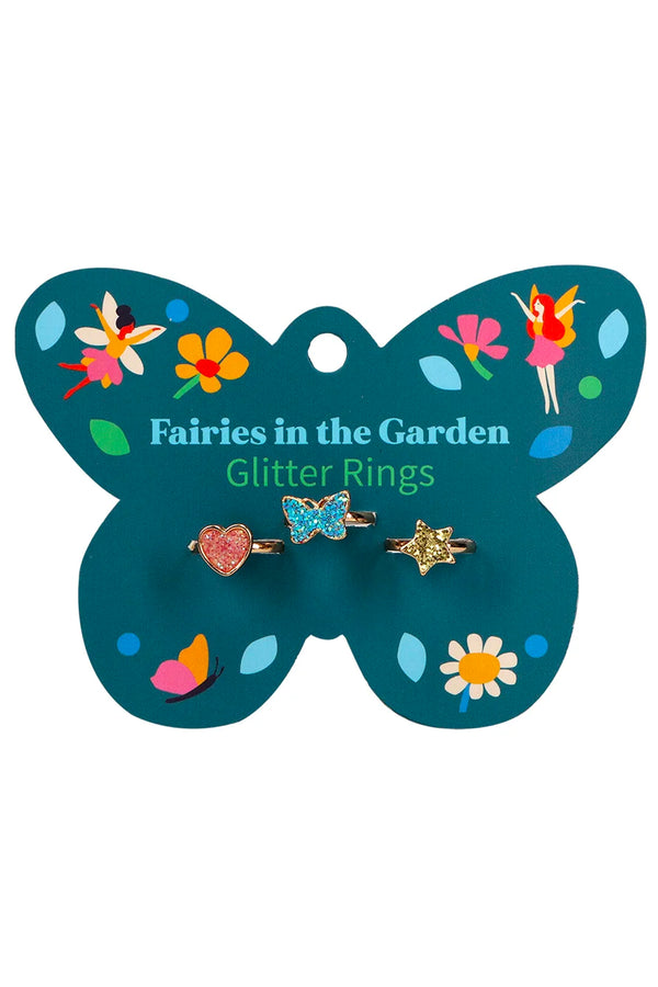 Set of 3 Glitter Rings - Fairies in the Garden