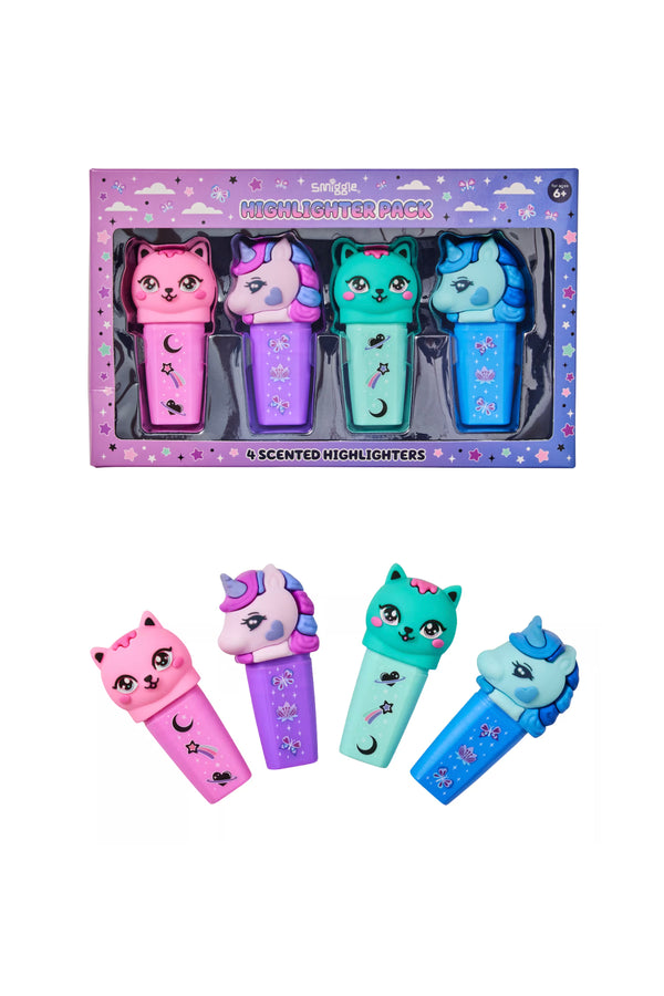 Smiggle Unicorn and Kittens Highlighter Pens