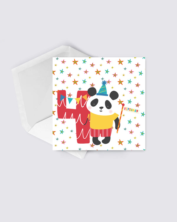 Age 4 Birthday Card Panda.