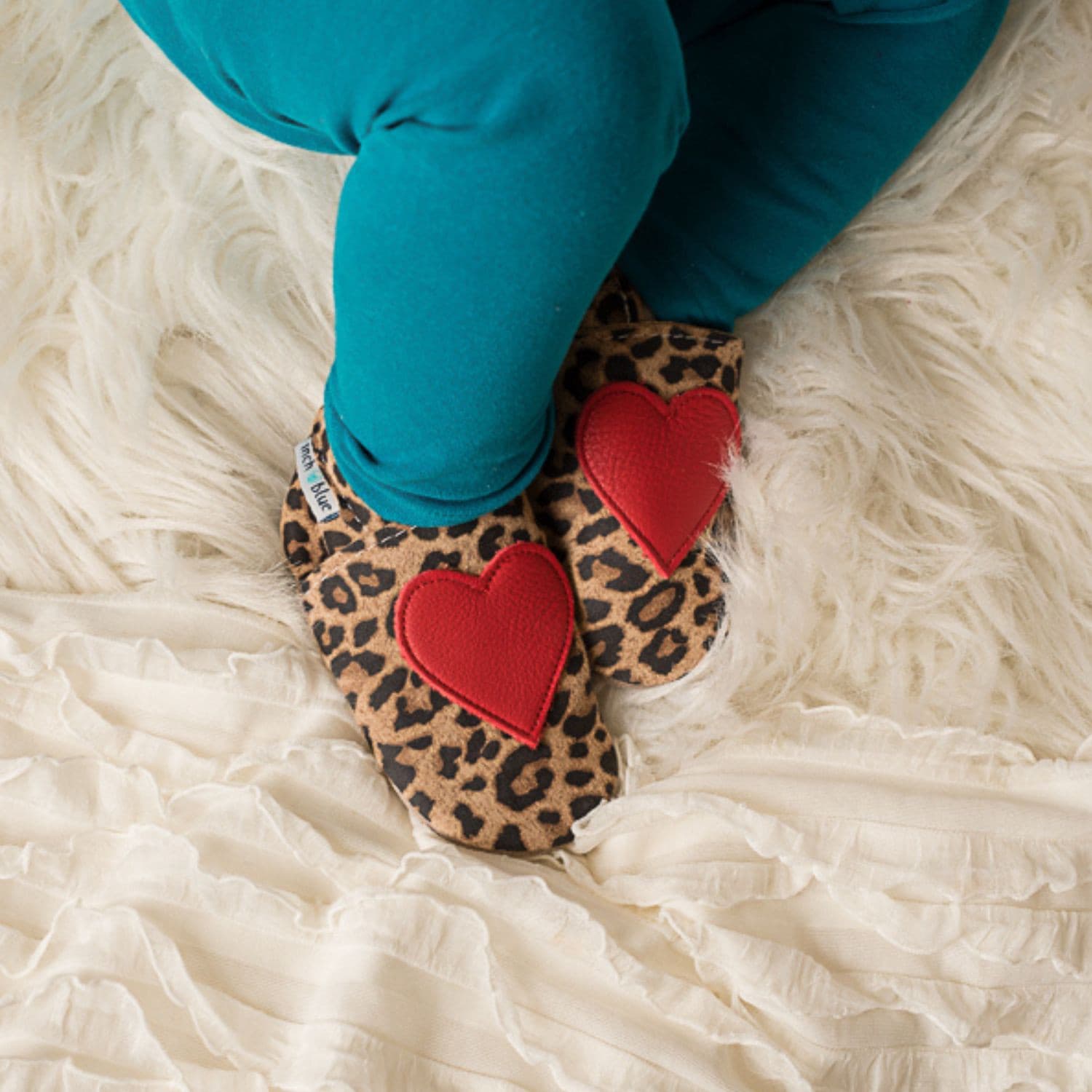 Leopard Print with Heart Soft Shoes.