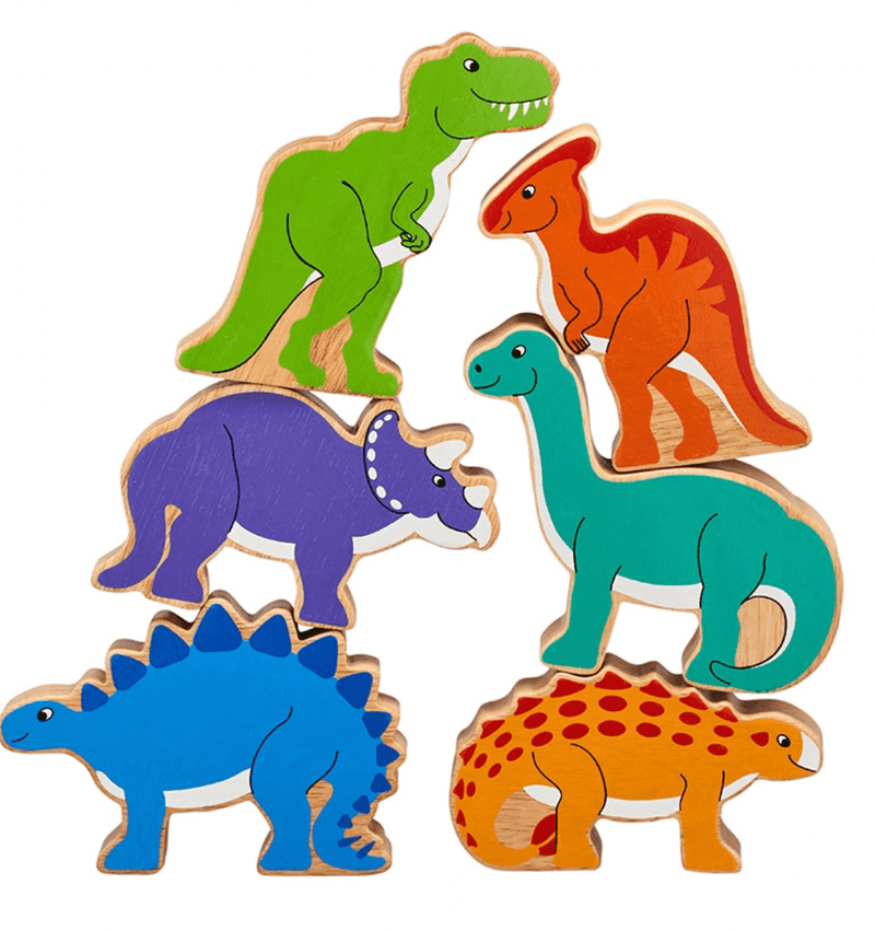 6 Wooden Dinosaurs.