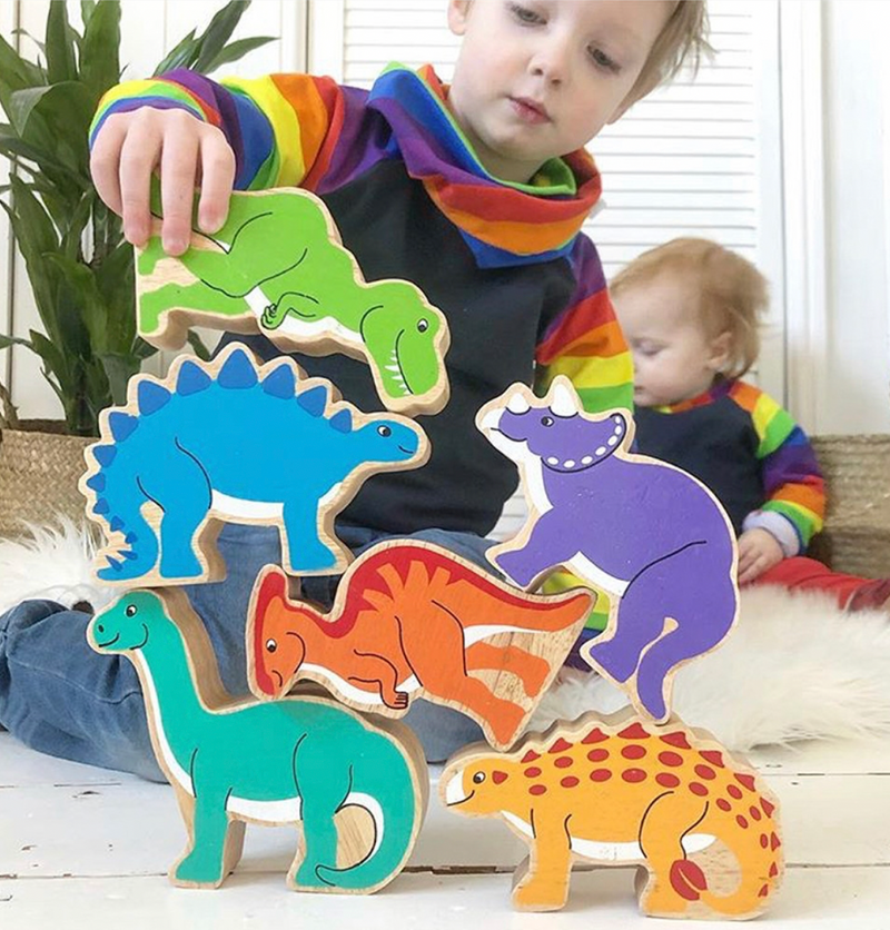 6 Wooden Dinosaurs.