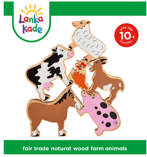 6 Wooden Farm Animals.