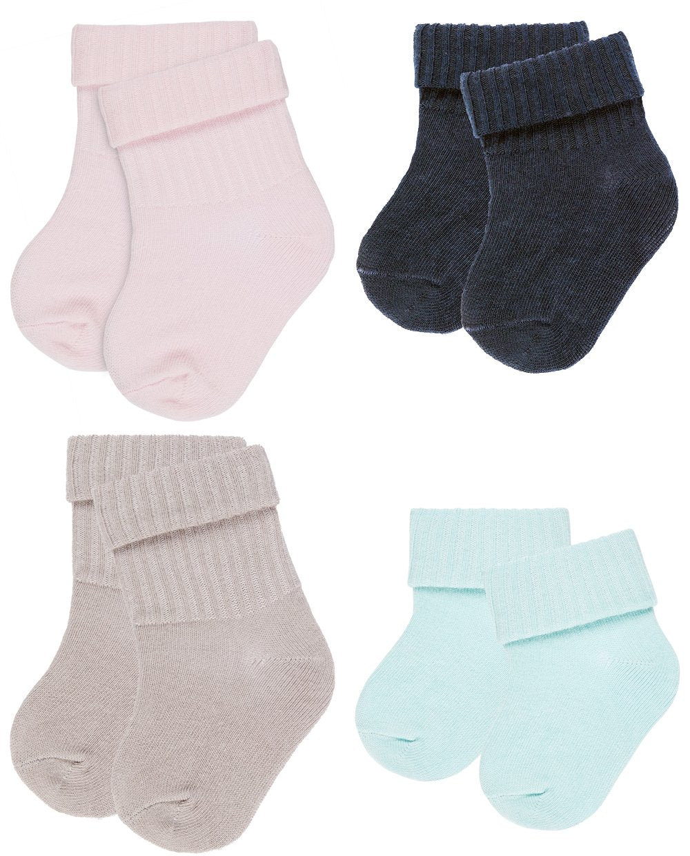 Name it Baby socks available in aqua, pink, stone or navy. Ages 0 - 9 months